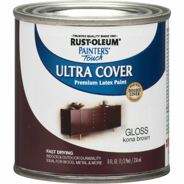 Rust-Oleum Gloss, Kona Brown, Half Pint 1977730